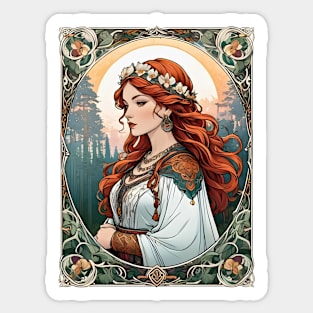 Queen Boudica folklore art retro vintage floral design Sticker